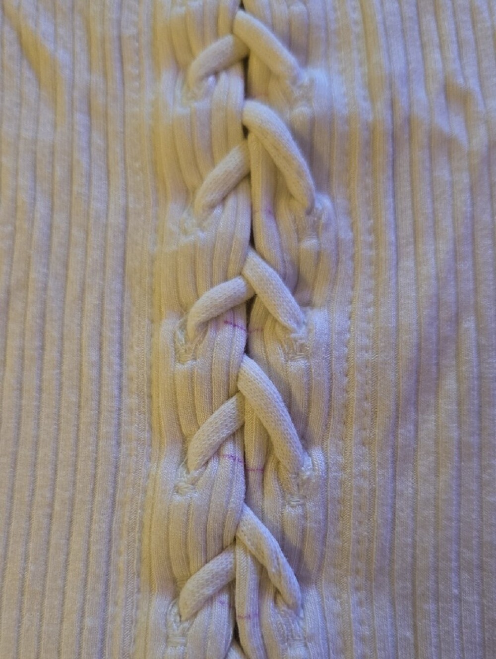 Daily Practice by Anthropologie Women’s White Ribbed Lace-Up Tank Top - Picture 3 of 4